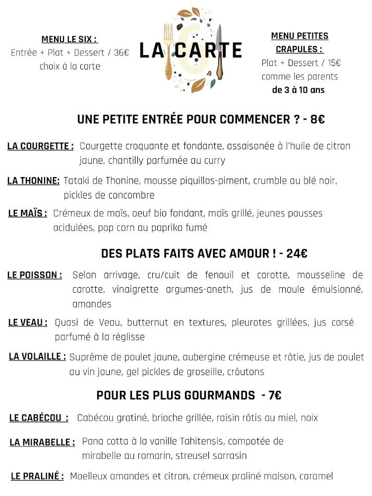 Le Six Bistrot - Menu Image 1